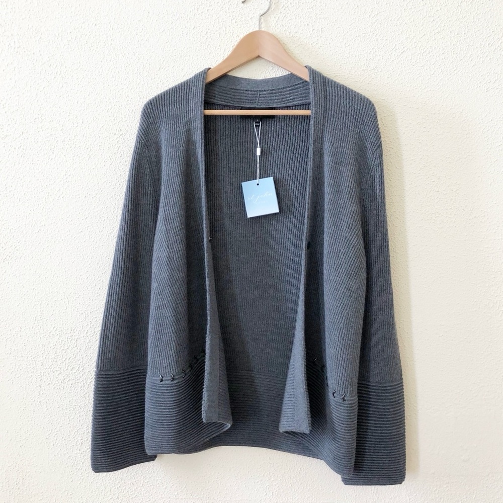 NWT St. John Ribbed Grey Cardigan S